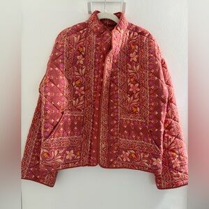 Billabong Pink Floral Quilted Women's Puffer Jacket